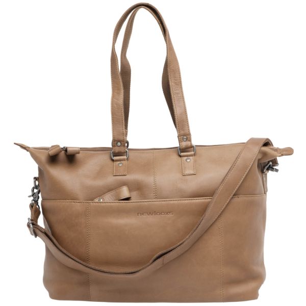 Sacoche de vélo New Looxs Verla 34 x 18 x 44cm 21 litres - en cuir de luxe - cognac