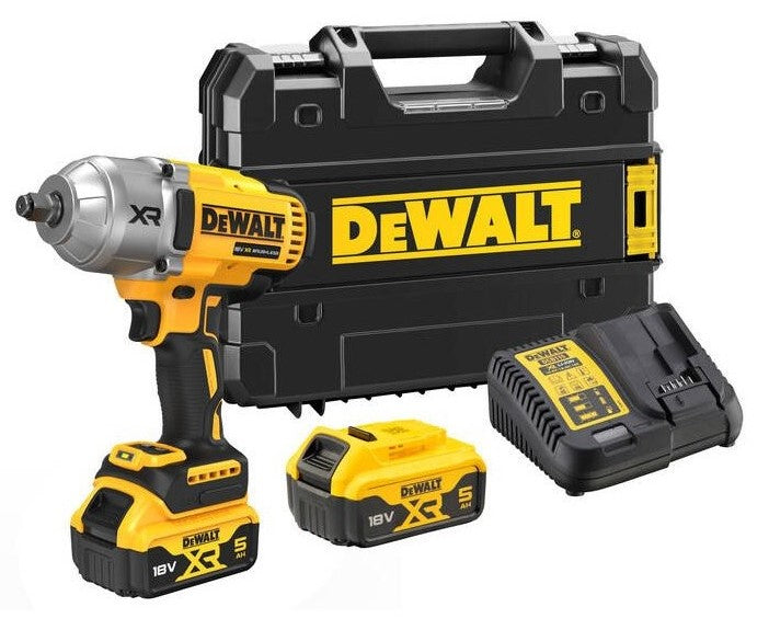 Ty dewalt dcf900p2t-qw | 18v xr brushless 1 2 heavy du slagmoersleutel frictiering | met 2x 5.0ah accu en lader | in tstak koffer dcf900p2t-qw
