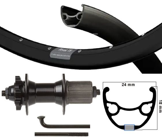 Kgs achterwiel 28 inch (622) velg spaak zwart cassette 8-10 schijf