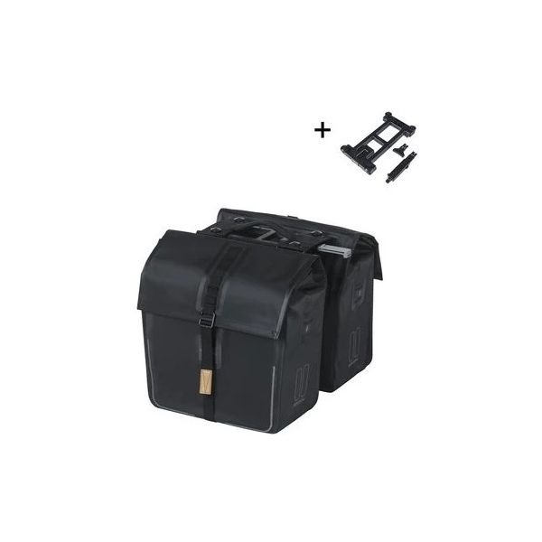 Basil dubbele fietstas urban dry mik 50 liter 16 x 31 x 32 cm (2x) - mat zwart