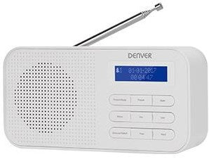 Enzo denver radio dab+ 230v of batterij + dual wekfunctie wit - 8140310