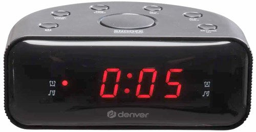 Enzo denver wekkerradio led fm zwart dual alarm - 8140211