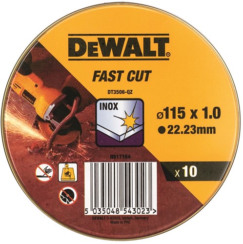 Dewalt accessoires snijschijf dewalt fast cut dt3506-qz 10 stuks 115 x 1 x 22,23 mm
