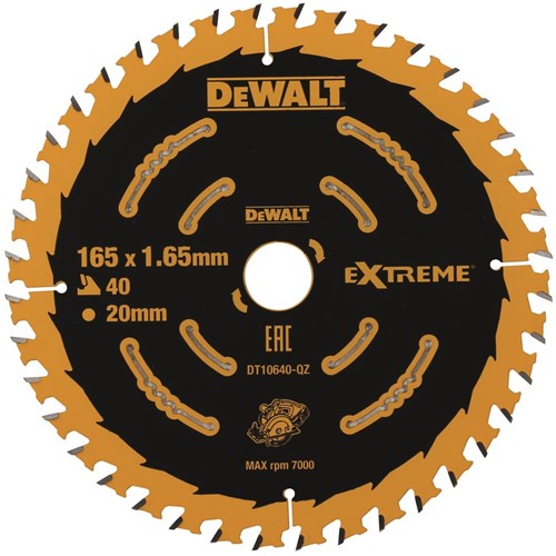 Dewalt accessoires cirkelzaagblad 165x20x40t finish, kerf 1,65mm - dt10640-qz