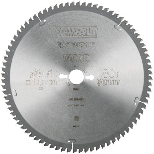 Dewalt accessoires cirkelzaagblad 305x30x80t, trapezium, negatief 5°, kerf 2,6mm - dt4283-qz