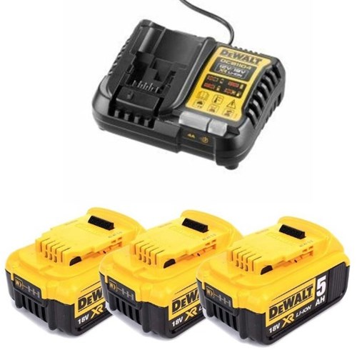 Dewalt xr serie - startpakket met oplader en accu's - 18v - 5.0ah - dcb1104p3-qw