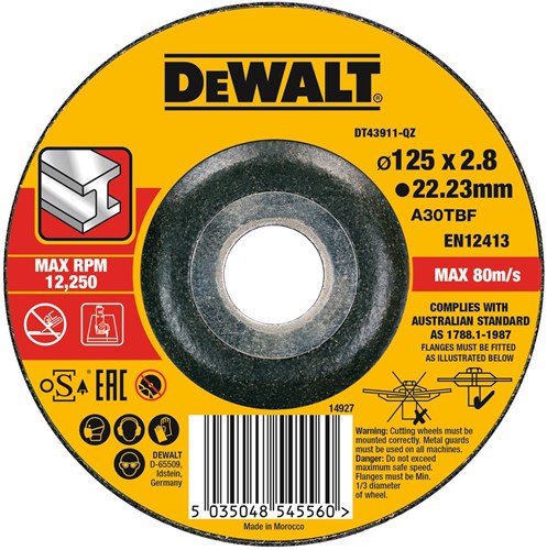 Dewalt accessoires extreme 2x doorslijpschijf metaal 125 x 2.8 x 22,2mm - dt43911-qz