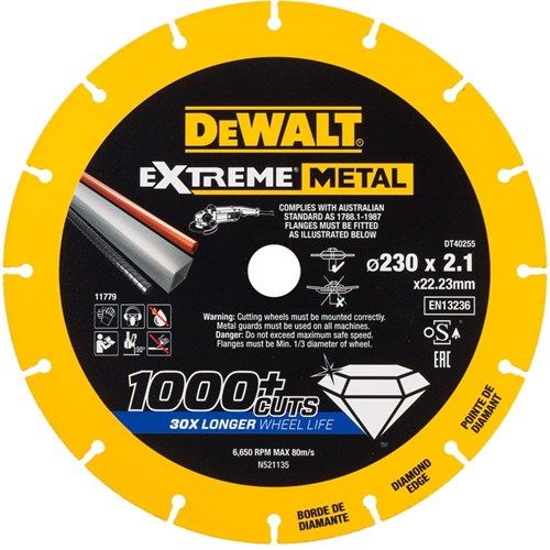 Dewalt accessoires extreme metal doorslijpschijf metaal 230x22.23x2.1mm - dt40255-qz