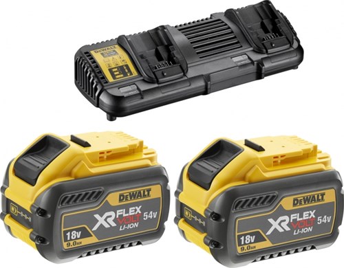 Dewalt dcb132x2-qw flexvolt starter kit - 2 x flexvolt accu 54v 9,0ah li-ion + dcb132 dubbellader