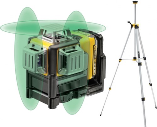 Dewalt dce089d1gtri | xr accu multilijnlaser 12v groen + statief in koffer (1x 2.0ah accu + lader) - dce089d1gtri