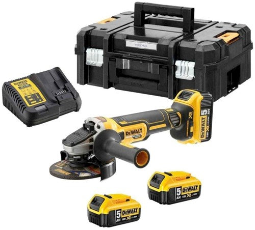 Dewalt dcg405p3 accu haakse slijper | 125 mm bl | 3x 18v 5.0 ah xr li-ion | +tstak - dcg405p3-qw
