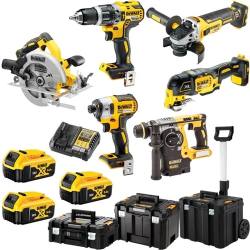 Dewalt dck685p3t | combiset | dcd796 + dcf887 + dch273 + dcg405 + dcs570 + dcs356 | 18v | 3x 5.0ah li-ion | in tstak - dck685p3t-qw