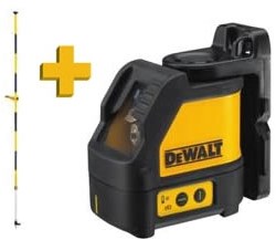 Dewalt dw088kpol | kruislijnlaser rood 15m + de0882 laserkolom in koffer - dw088kpol-xj