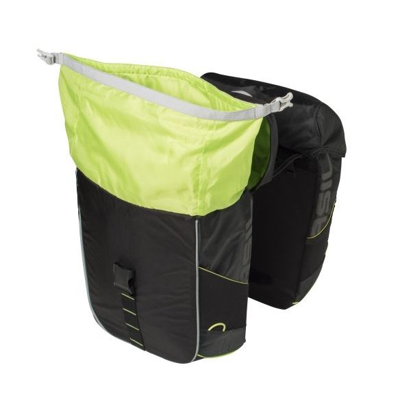 Basil Miles Double Bag - dubbele fietstas, unisex, sportief, zwart-limoen