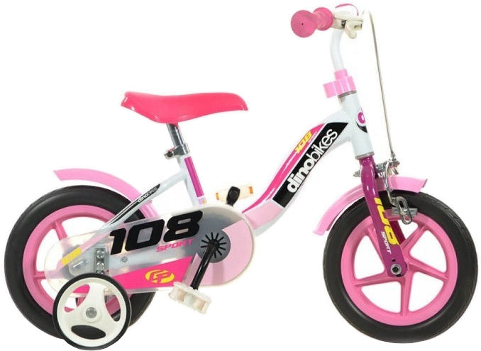 108 Sport 10 Inch 17 cm Meisjes Doortrapper Roze Wit