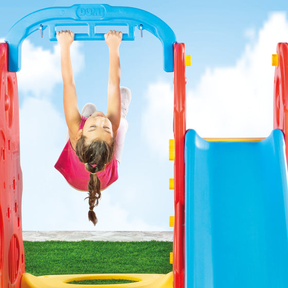 7-in-1 Speeltoestel met Glijbaan en Schommel Blauw Rood