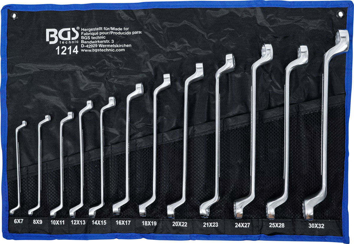 Bgs technic double ring wrench set cranked sw 6 x 7 - 30 x 32 mm 12 pcs.