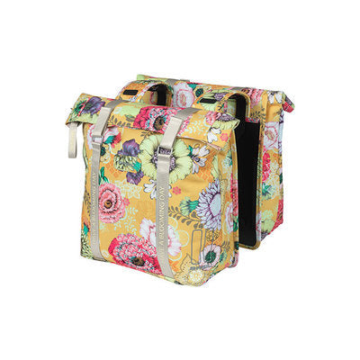 Basil Bloom Field double pannier - waterproof, fully lined, honey yellow