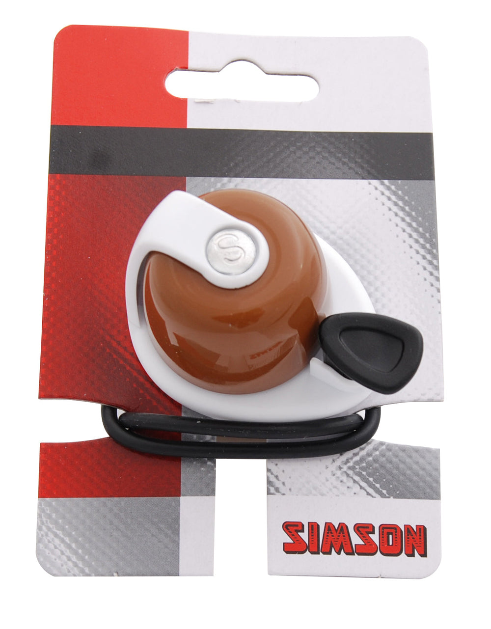 Simson bicycle bell Allure brown-white on card
