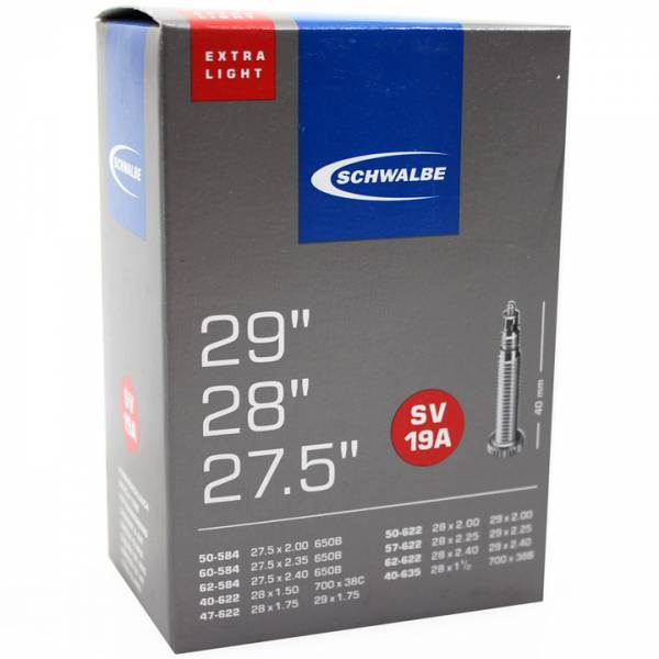 Chambre à air Schwalbe SV19A Extra Light 28 29 et 27,5 40 62-584 635 - Valve 40mm