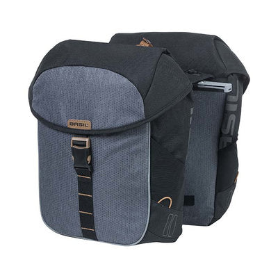 Basil Miles Double Bag - Double pannier, unisex, sporty, 34L, waterproof, black