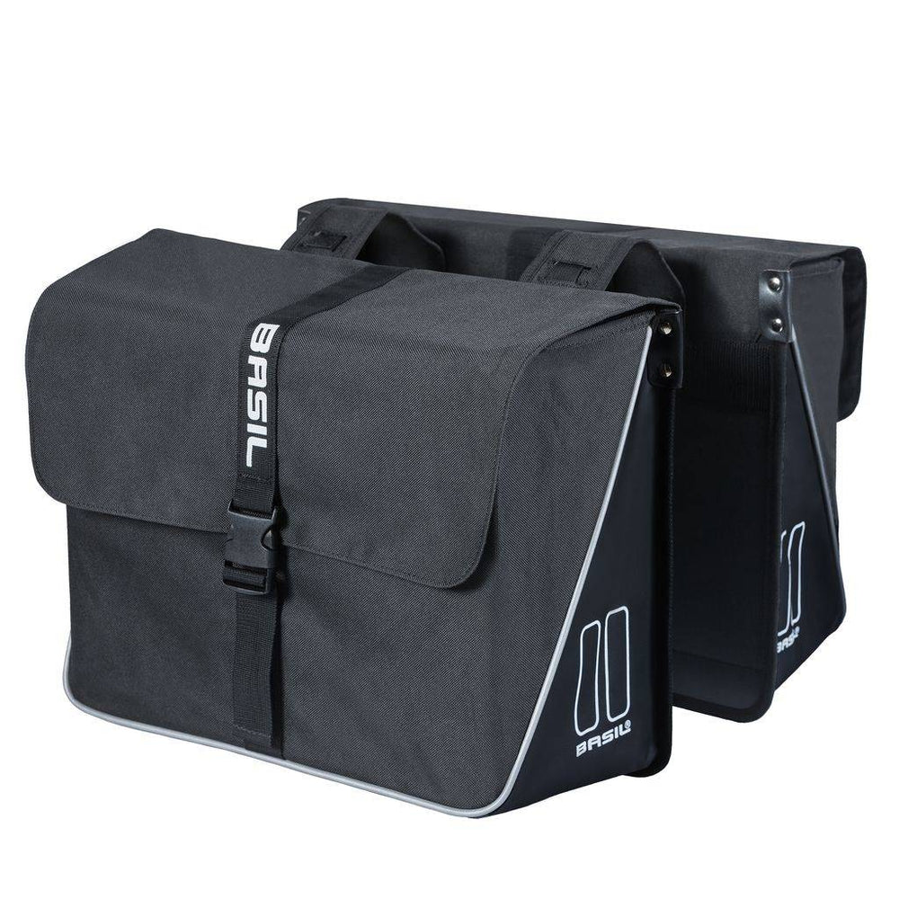 Basil Forte Double Pannier, black black, water-repellent, 35L