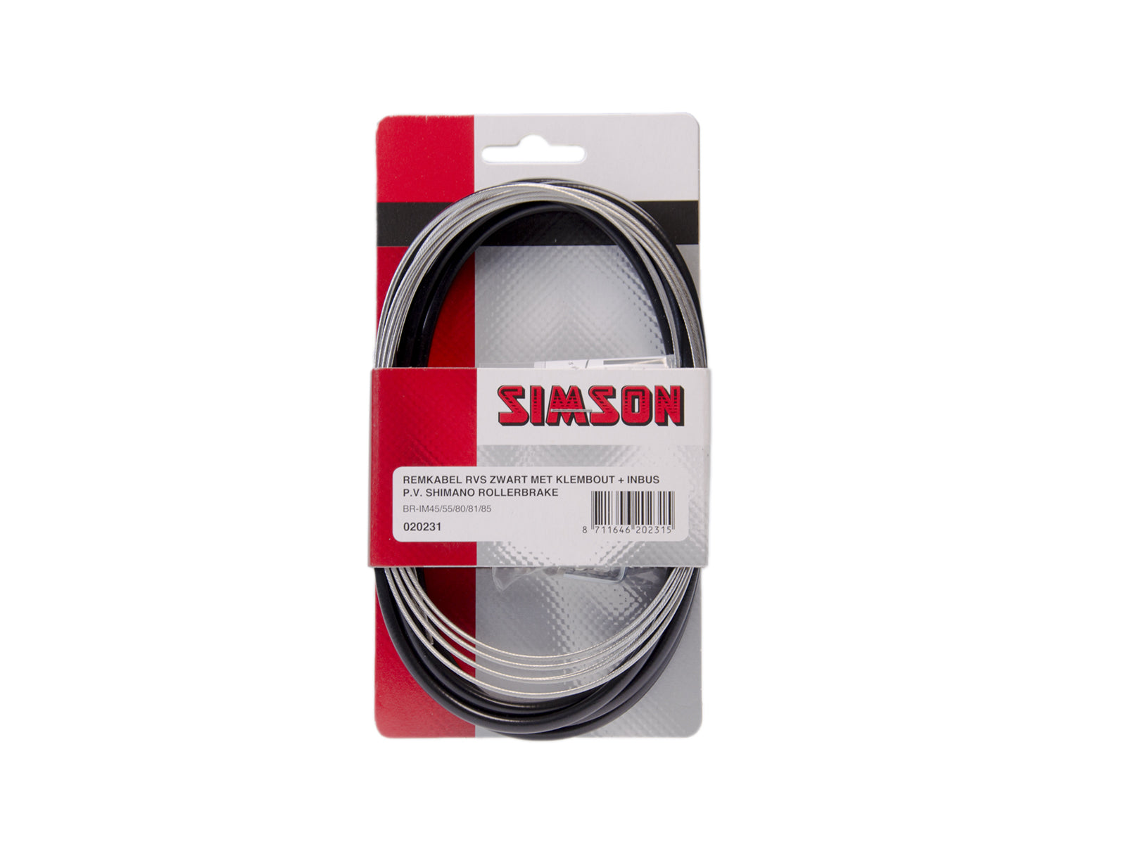 Simson rollerbrake remkabelset compleet RVS zwart op kaart