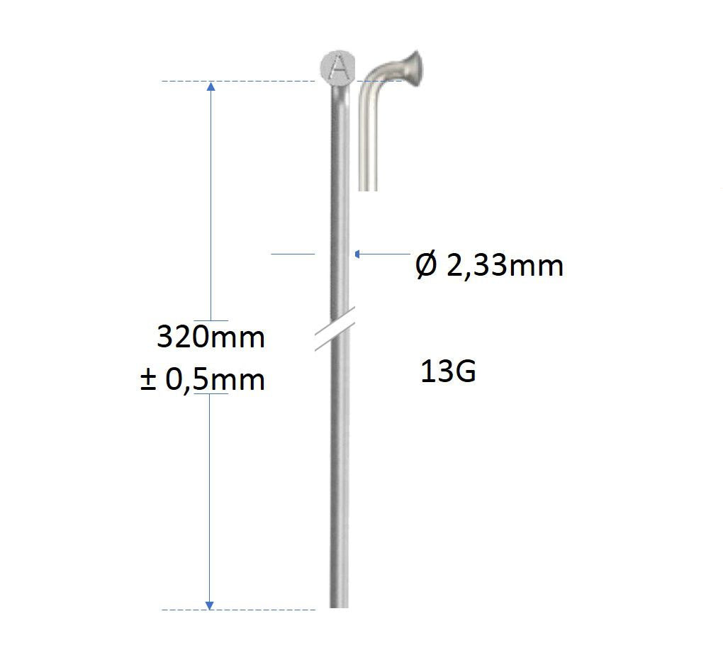 Spaken Alpina 13G (2,34) RVS Zonder draad | 320 mm | P144