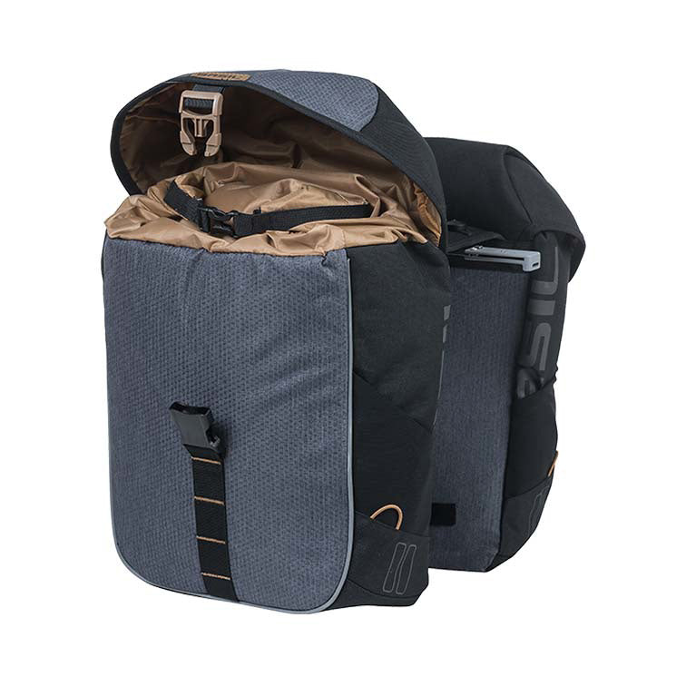 Basil Miles Double Bag - Double pannier, unisex, sporty, 34L, waterproof, black