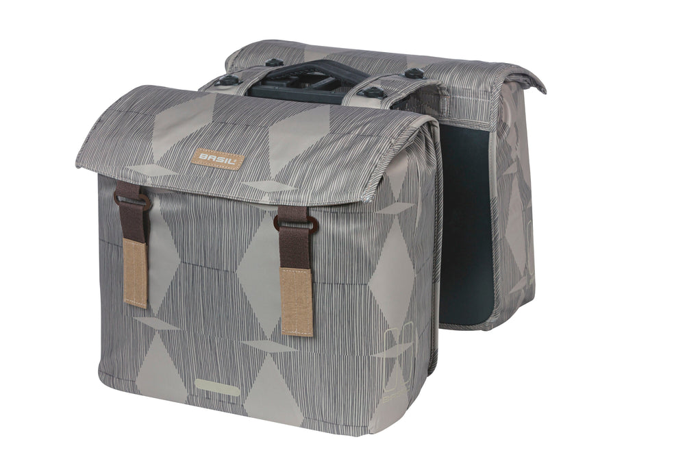 Basil Elegance double pannier, recycled PET, water-repellent, MIK, black, 40-49L