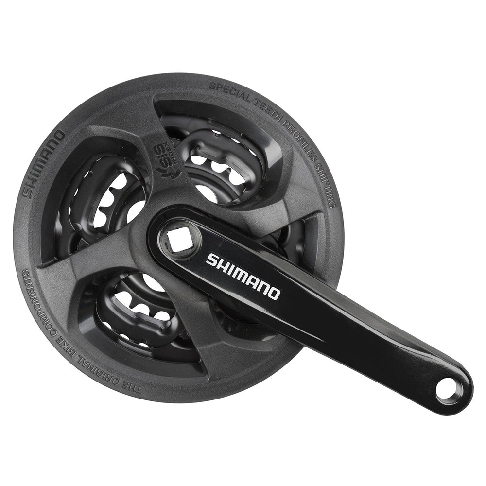 Messingschlager shimano fc-ty301 tourney kettingwiel set 6 7 8 spd. 170 mm. 42 34 24 zwart (-6 mm diep)