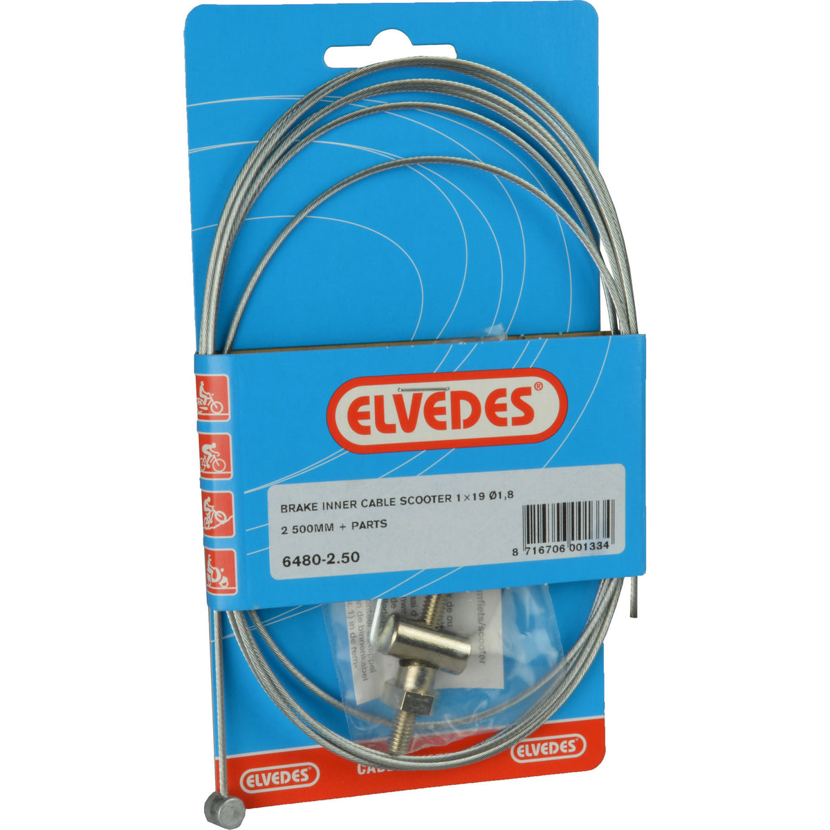 Elvedes Rem binnenkabelset scooter uni 2,5m 6480