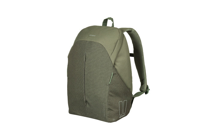 Basil B-Safe Commuter Nordlicht - Modern Bicycle Backpack for Electric Bicycles - 18L - Green - Unisex - With LED lighting