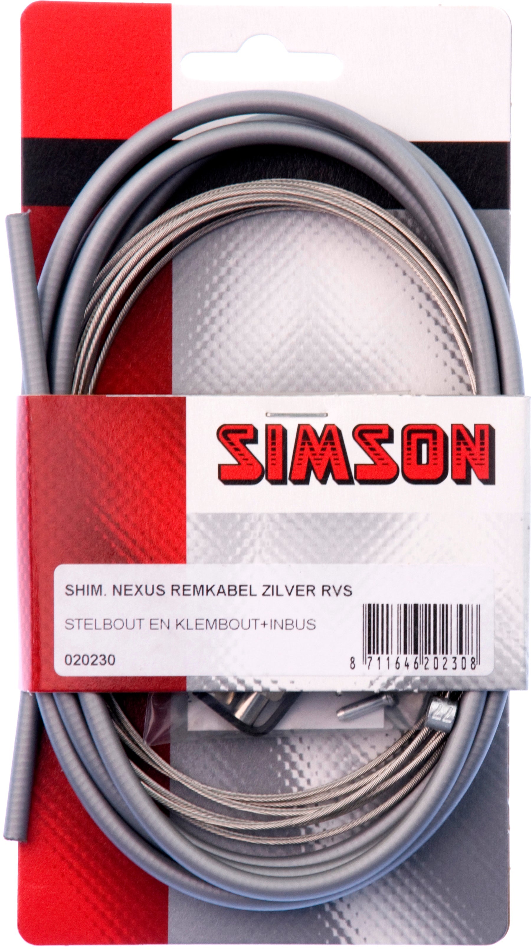 remkabelset Nexus rollerbrake 2250 1700 mm grijs zilver