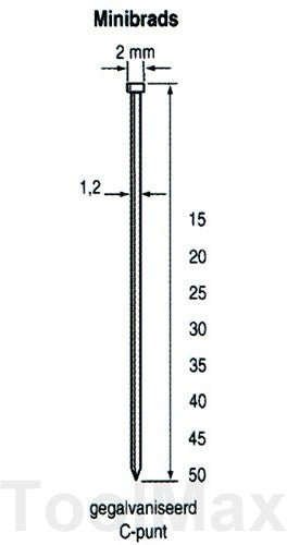 Dutack 1.2mm minibrads | 20mm | 5000 stuks - 5134029