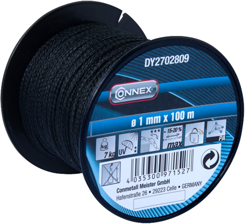 Connex pa touw zwart 1mmx100m - dy2702809