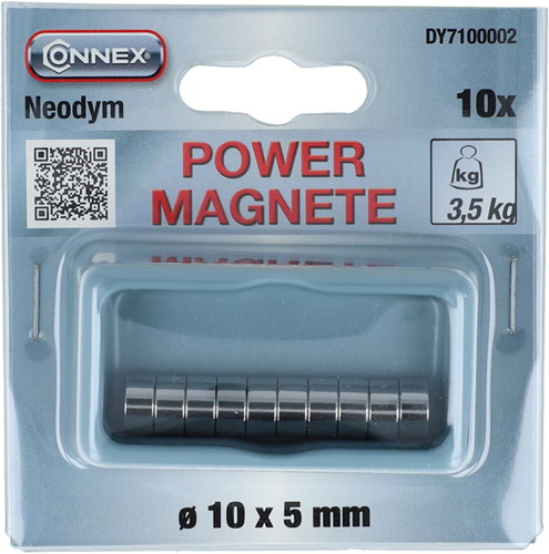 Connex magneet neodym rond 10x5 10st 3.5kg - dy7100002