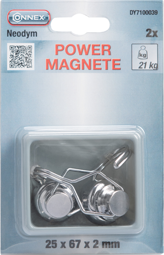 Connex magneet neodym haak 25mm 21kg 2st - dy7100039
