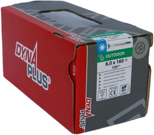 Dynaplus constructieschroef ar-coating platkop deeldraad +snijpunt torx tx30 6.0x160 80 | 100 stuks - 0281.08.51201