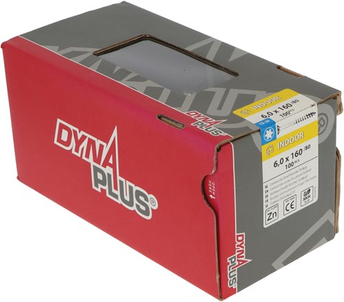 Dynaplus constructieschroef verzinkt platkop deeldraad +snijpunt torx tx30 6.0x160 80 | 100 stuks - 0281.01.51201