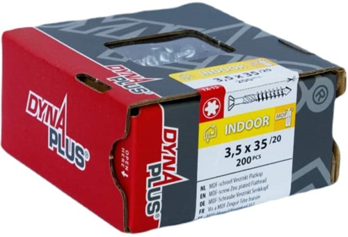 Dynaplus mdf-schroef verzinkt platkop deeldraad-75° torx tx15 3.5x35 20 | 200 stuks - 0287.01.17401