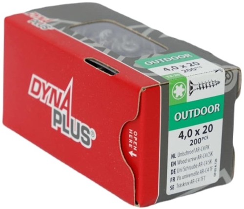 Dynaplus unischroef spaanplaatschroef ar-coating platkop voldraad torx tx20 4.0x20 | 200 stuks - 0281.08.25001