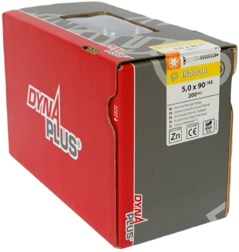 Dynaplus unischroef spaanplaatschroef verzinkt platkop deeldraad torx tx25 5.0x90 45 | 200 stuks - 0281.01.42501