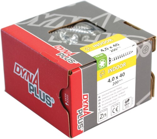Dynaplus unischroef spaanplaatschroef verzinkt platkop voldraad torx tx20 4.0x16 | 200 stuks - 0281.01.24701