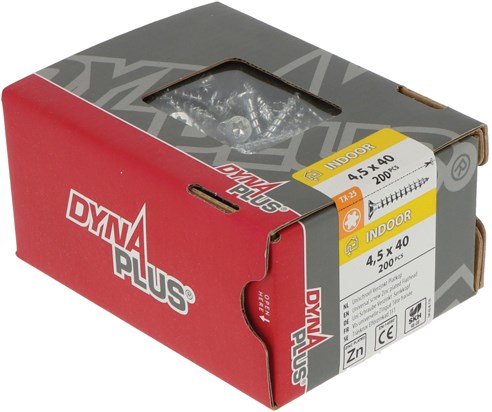Dynaplus unischroef spaanplaatschroef verzinkt platkop voldraad torx tx25 4.5x40 | 200 stuks - 0281.01.33601