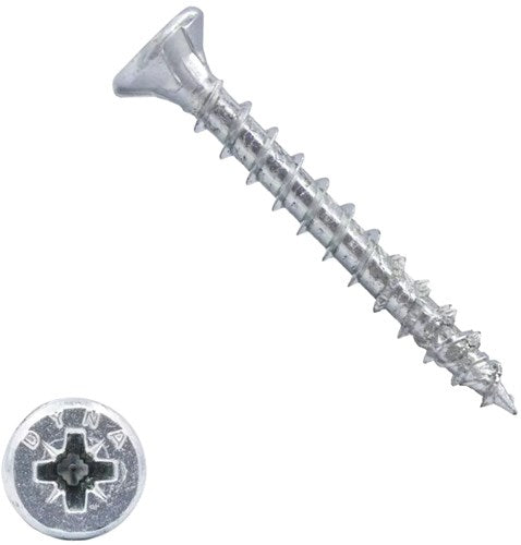 Dynaplus unischroef spaanplaatschroef vz (verzinkt) pk (platkop) pz2 4.0x35 | 200 stuks - 0280.01.25401