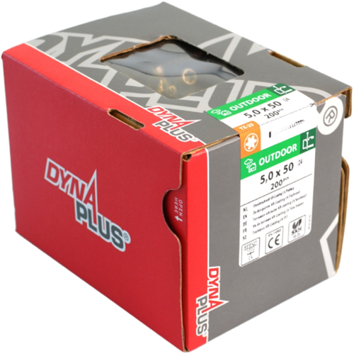 Dynaplus vlonderschroef xtreme ar-bronze platkop deeldraad-60° +snijpunt torx tx25 5.0x50 25 | 1250 stuks - 0289.13.41901