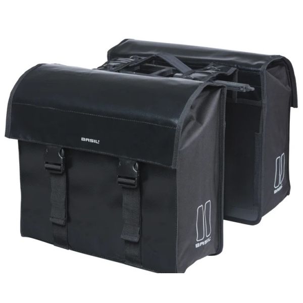 Basil dubbele fietstas urban load mik 48-53 liter - zwart
