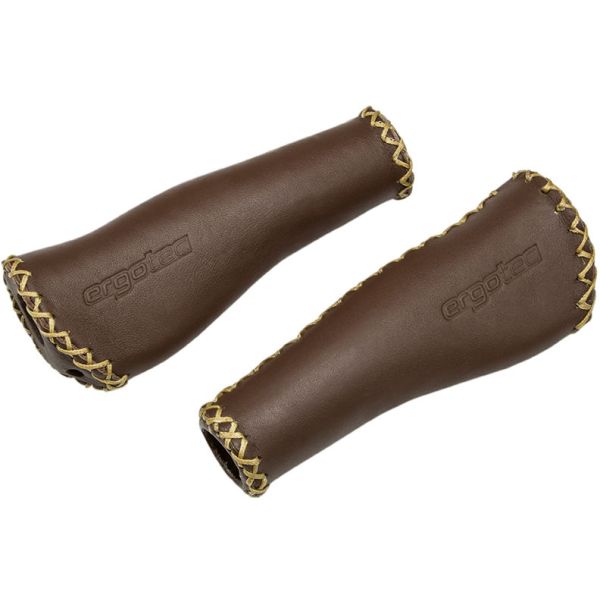 Ergotec Monaco leather grip set 2x 135mm brown