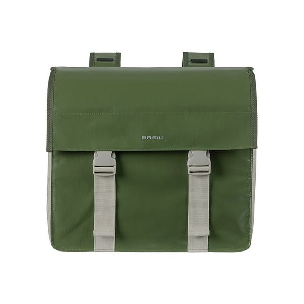 Basil Urban Load dubbele fietstas - waterdicht zeildoek polyester - groen zand - 48-53L